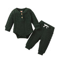 Citgeett Autumn Solid Infant Baby Girl Romper Tops Pants Suit Long Sleeve Button Sweater Knitting Casual Trousers Clothes