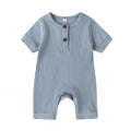 Pudcoco US Stock 0-18M Newborn Baby Girl Boy Solid Romper Cotton Short Sleeve Jumpsuit Button Girl Boy Summer Cotton Clothing