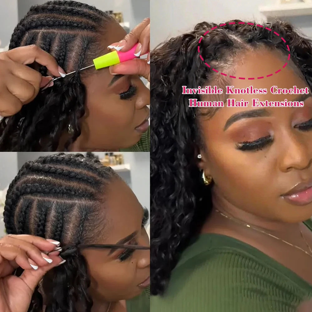 Miracle Knots Crochet Human Hair Burmese Curly Crochet Hair Deep Wave Pre-Separated Feather Human Crochet Curly 100% Human Hair
