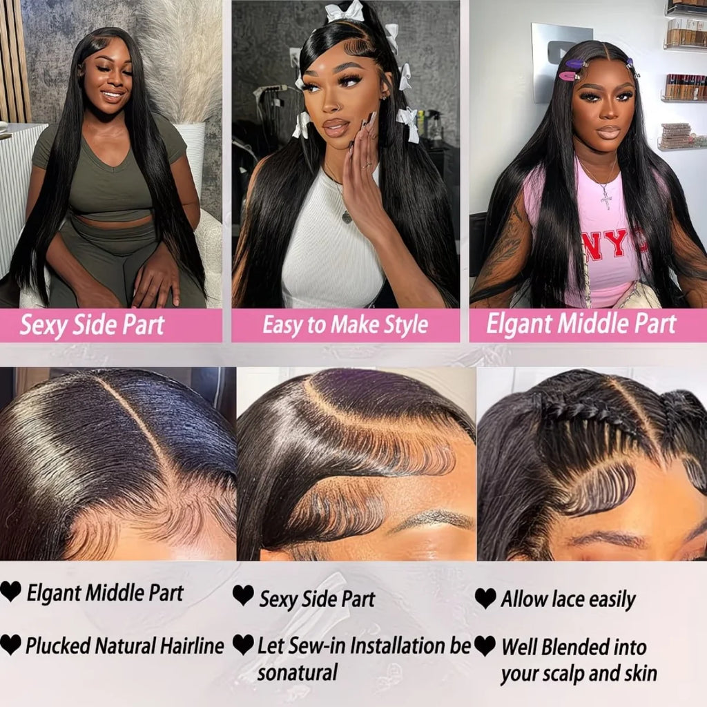13x6 HD Lace Human Hair Wig Pre Plucked Bone Straight Lace Front Human Hair Wigs For Woman 200 Density 5x5 HD Lace Closure Wig 13x6 HD Lace Front Wigs Human Hair 200 Density Soft Silky Straight Human Hair Lace Frontal Wigs fo
