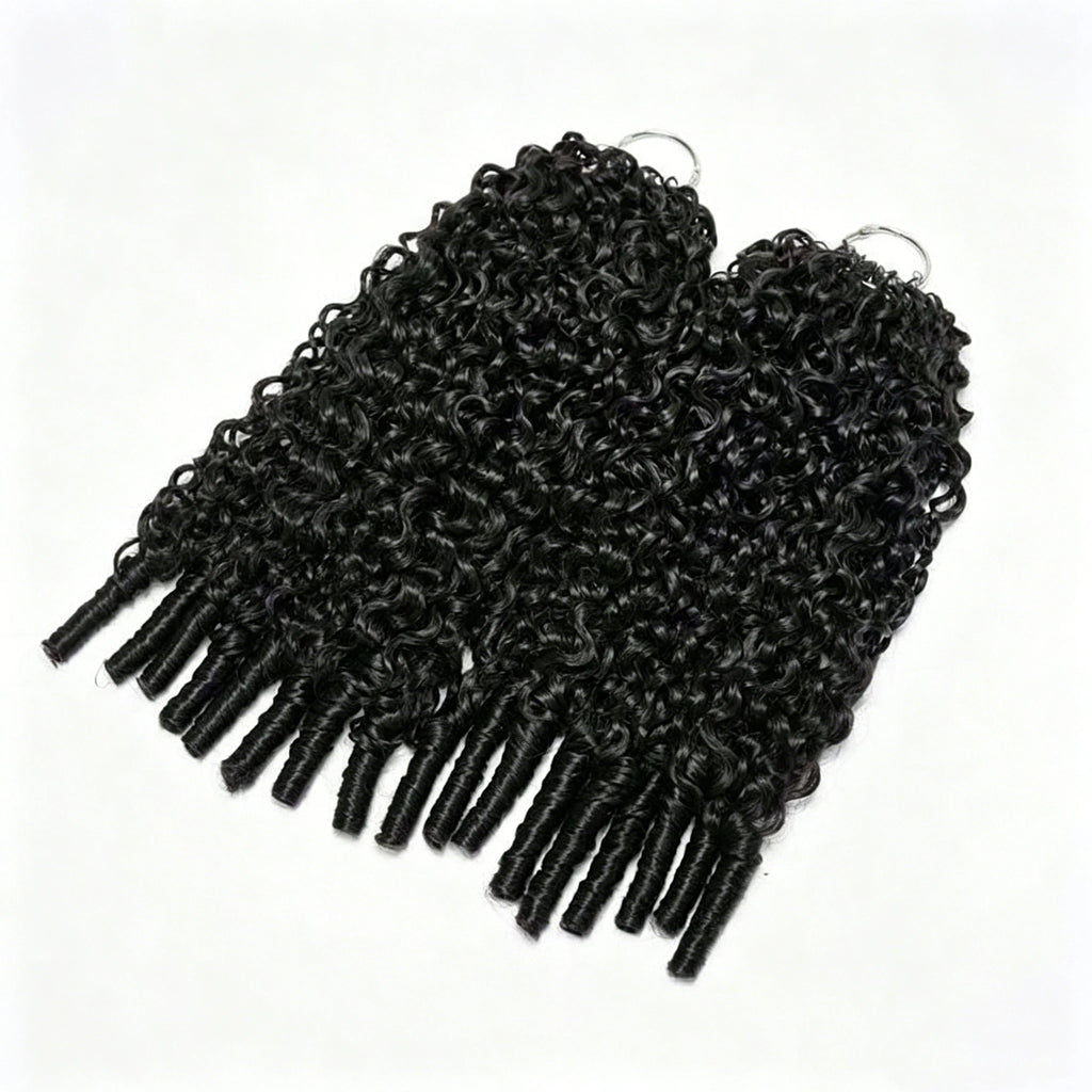 Natural Color Burmese Curly Crochet Human Hair Extensions Soft Silky Bouncy Texture Full Head Luxury Human Hair