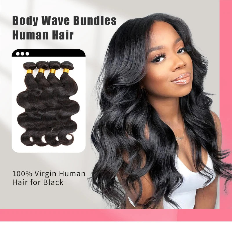 Body Wave Bundles Natural Black Human Hair Brazilian Hair Weave Bundles  Human Hair Extensions 1 3 4 PCS Bundles