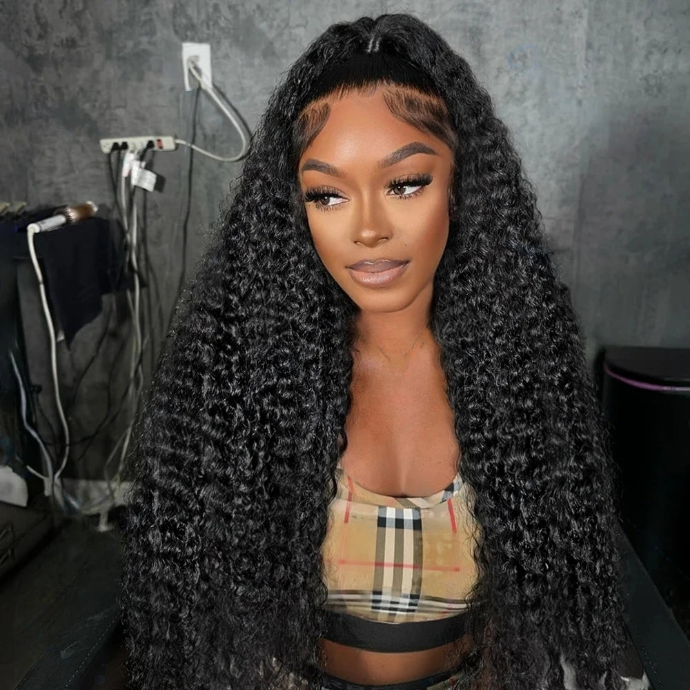 300 High Density HD 13x6 Deep Wave Lace Frontal Wigs 40 50 Inch Jerry Curly Human Hair Wigs Transparent Brazilian Real Virgin Hair 13x4 Water Wave Lace Front Human Hair Wigs For Women Preplucked With Baby Hair