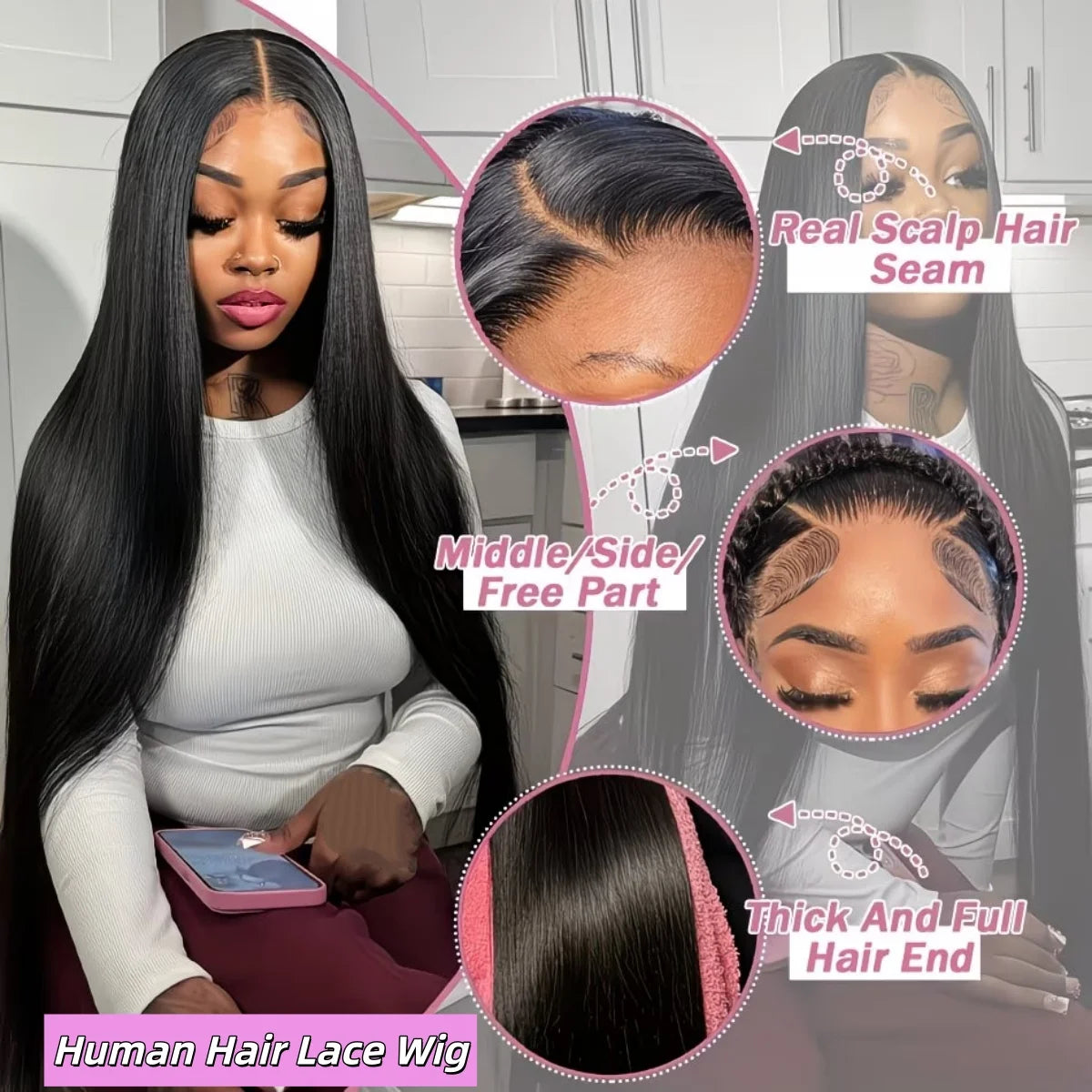 13x6 HD Lace Human Hair Wig Pre Plucked Bone Straight Lace Front Human Hair Wigs For Woman 200 Density 5x5 HD Lace Closure Wig 13x6 HD Lace Front Wigs Human Hair 200 Density Soft Silky Straight Human Hair Lace Frontal Wigs fo