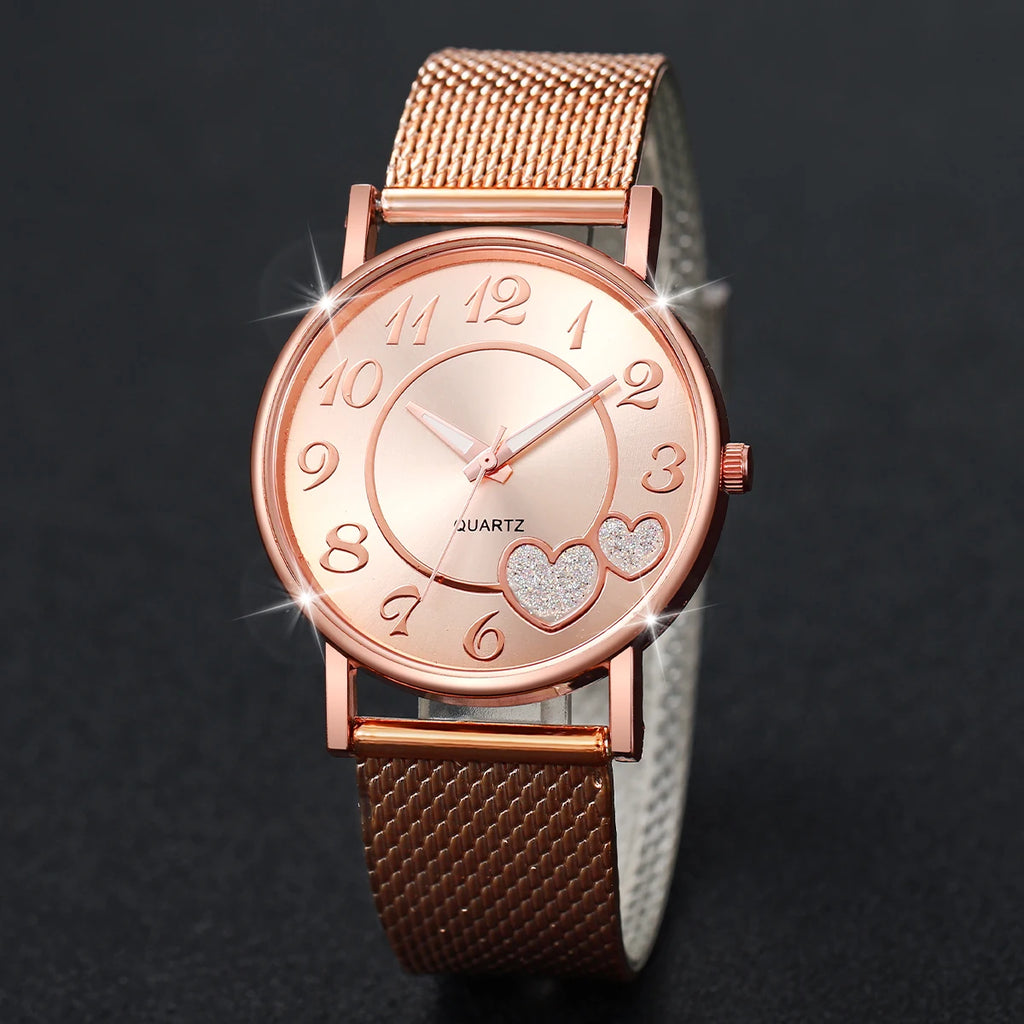 Fashion Heart Dial Women's Quartz Watch Casual Plastic Band Analog Watches Reloj Mujer Girls Clock Gift