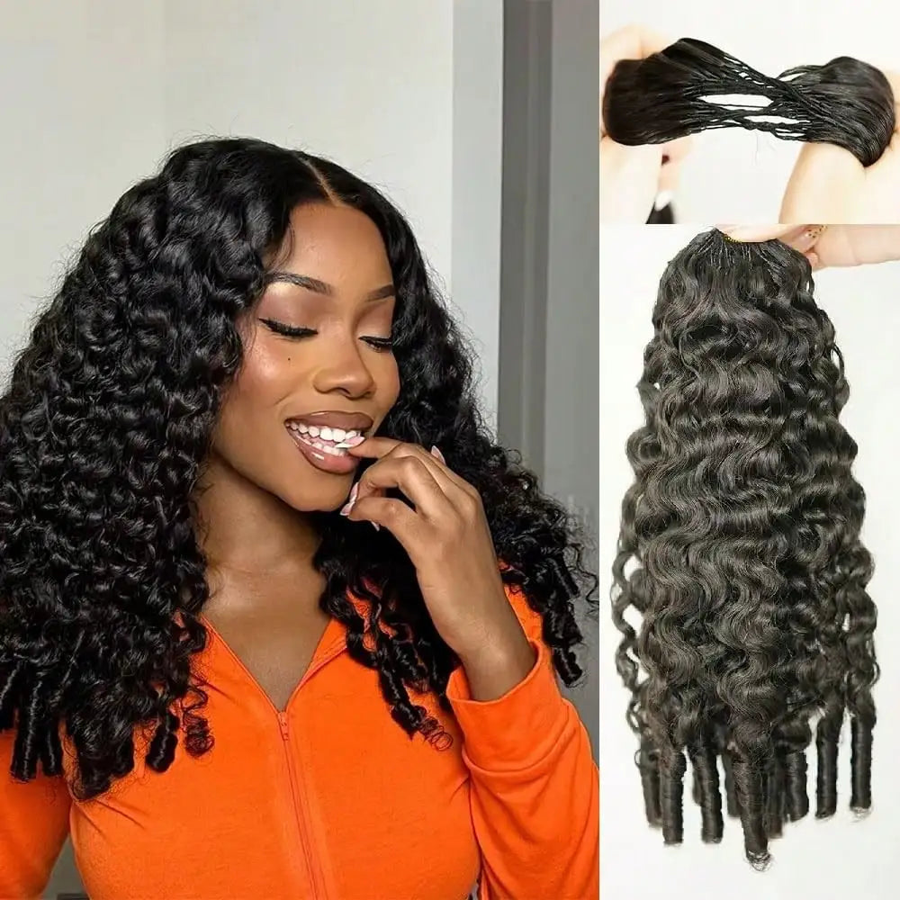 Natural Color Burmese Curly Crochet Human Hair Extensions Soft Silky Bouncy Texture Full Head Luxury Human Hair