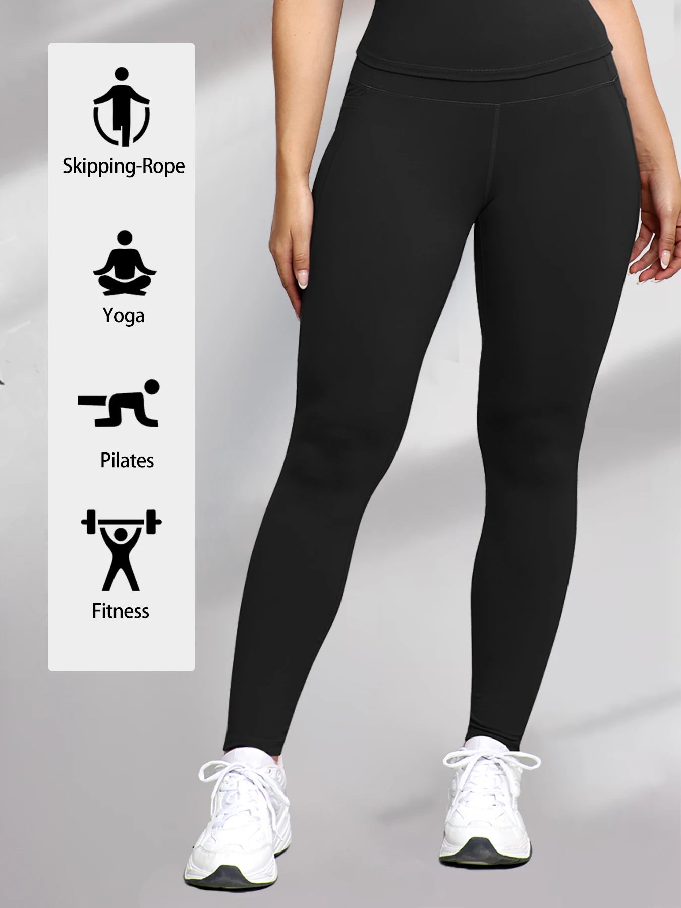 Women's High Waist Leggings With Pockets Stretch Yoga Pants Tights Push Up Fitness Running Sportswear Solid Color Pants