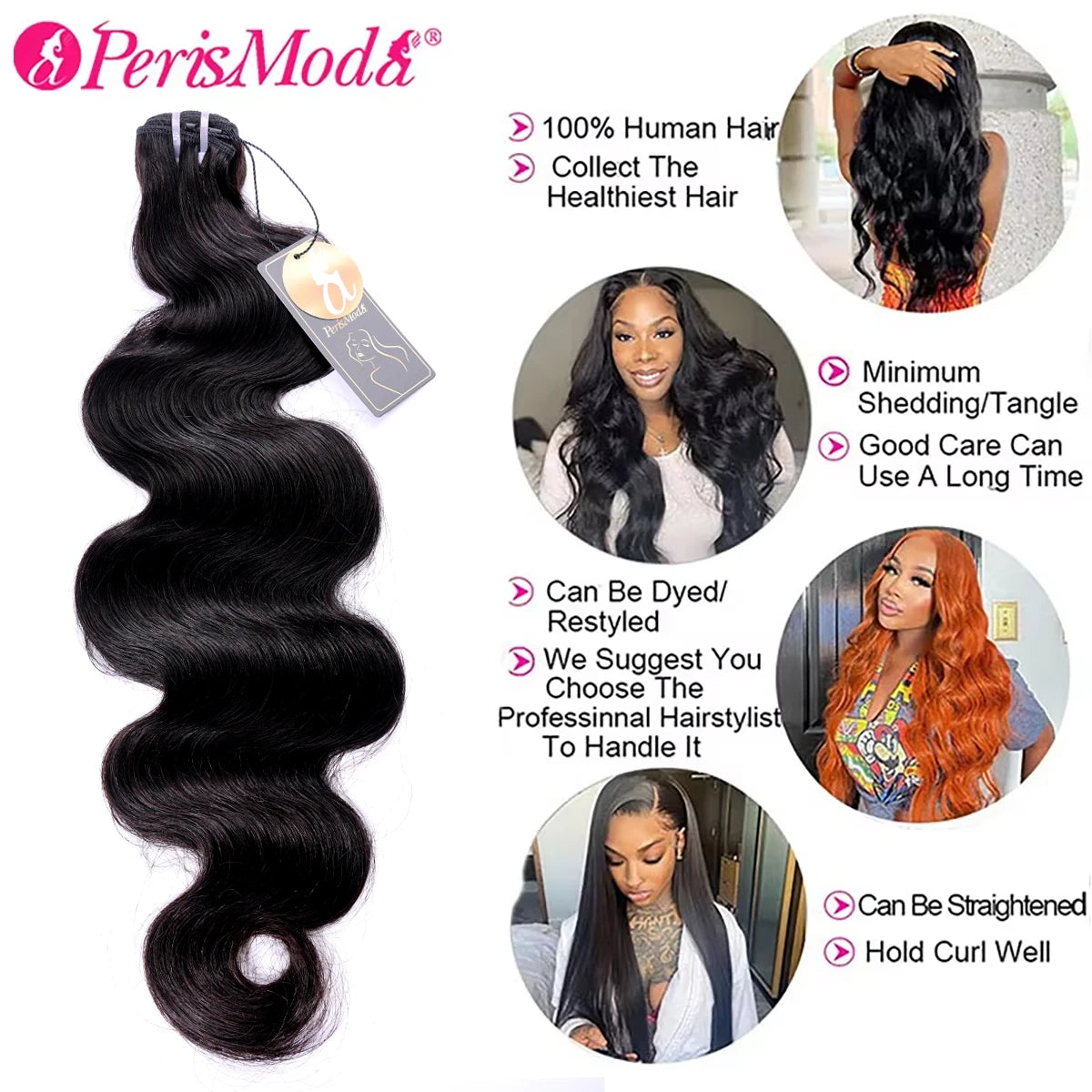 15A PerisModa Raw Hair Bundles Body Wave Bundles 100% Human Hair Brazilian Weaving 1/3/4 Natural Bundles Human Hair Extensions