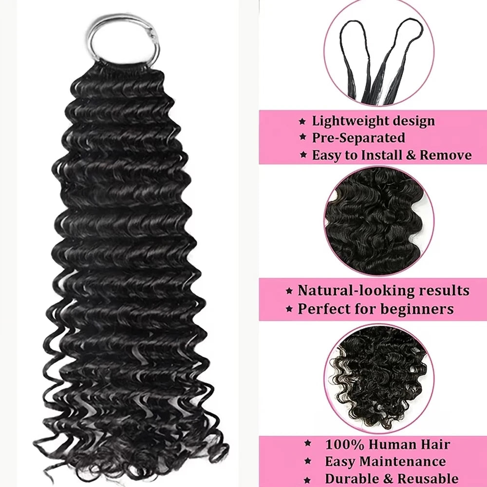 Human Crochet Hair Pre Looped Feather Human Crochet Hair Water Wave Boho Braids Crochet Human Miracle Knots Crochet Human Hair