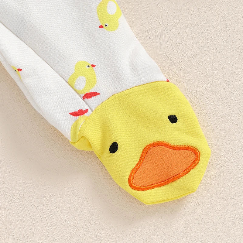 2024-06-03 Lioraitiin Newborn Boy Girl Duck Outfit, Long Sleeve Full Length Footed Jumpsuit Duck Hat 2 Piece Set for Fall