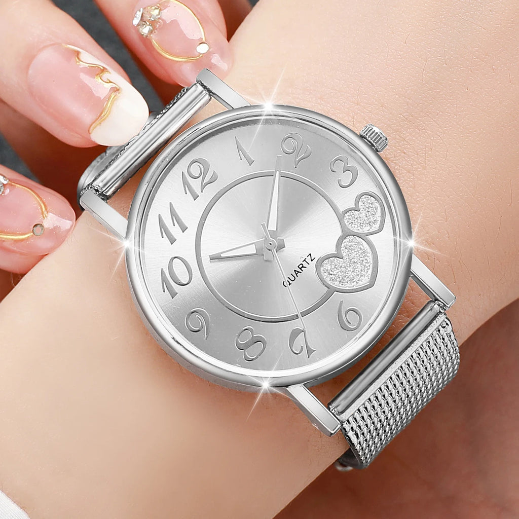 Fashion Heart Dial Women's Quartz Watch Casual Plastic Band Analog Watches Reloj Mujer Girls Clock Gift