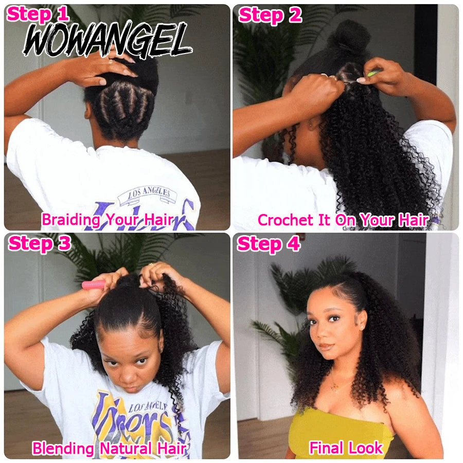 Deep Wave Crochet Human Hair For Braiding Curly Invisible Knot Pre Separated Knotless Crochet Human Hair Extensions With String