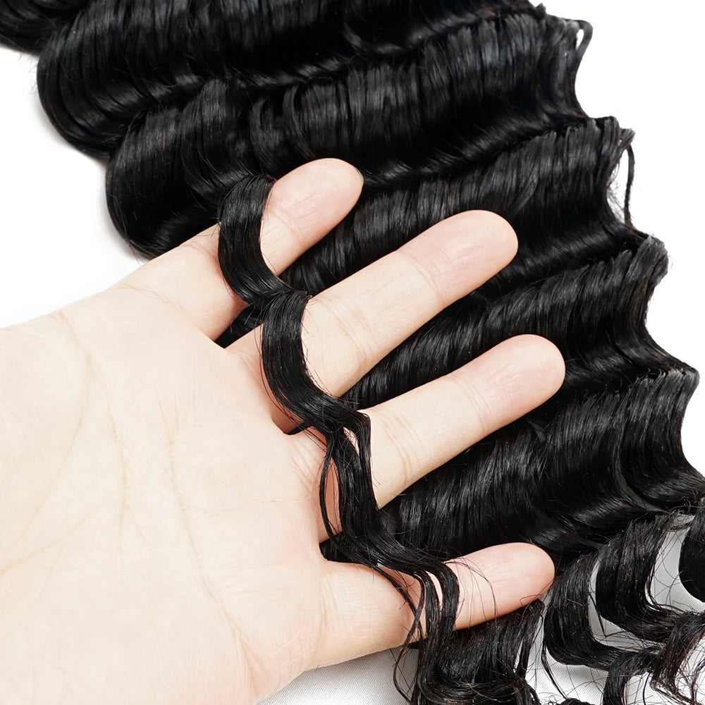 Miracle Knots Crochet Human Hair Burmese Curly Crochet Hair Deep Wave Pre-Separated Feather Human Crochet Curly 100% Human Hair