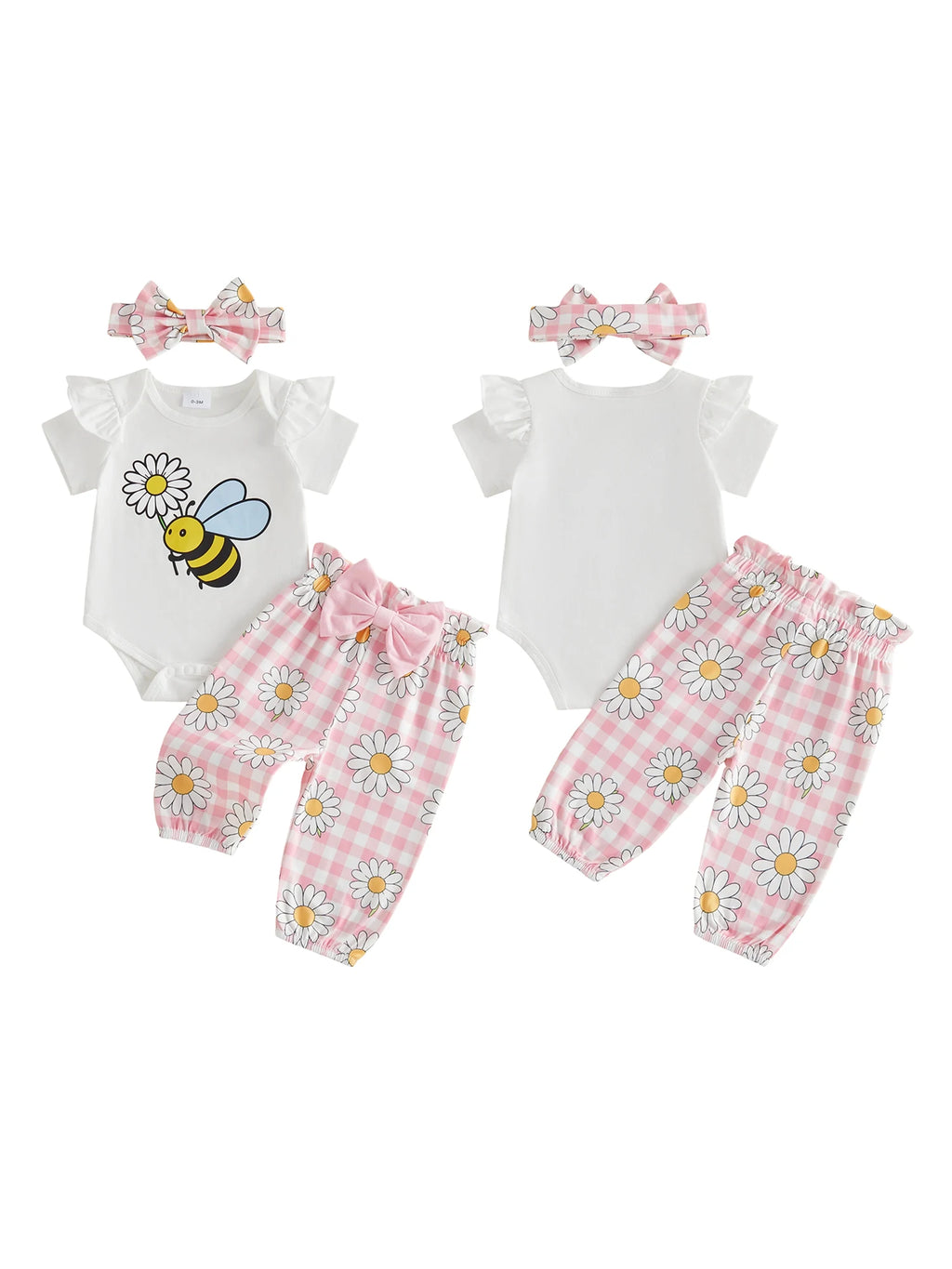 Adorable Baby Girl Sunflower Print Romper with Matching Shorts and Headband 3-Piece Set for Summer Fashion