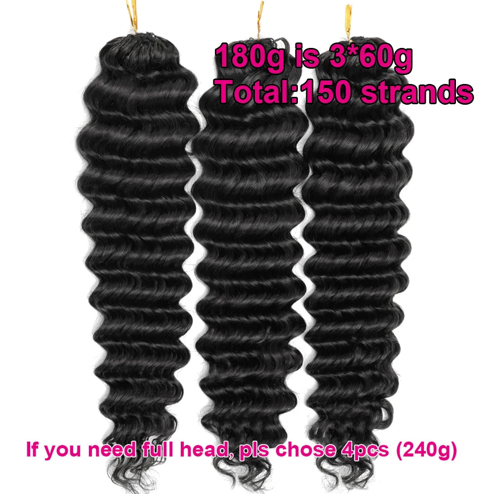 Miracle Knots Crochet Human Hair Burmese Curly Crochet Hair Deep Wave Pre-Separated Feather Human Crochet Curly 100% Human Hair