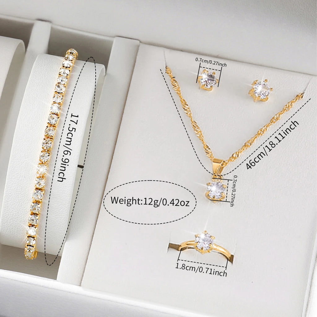 6pc Elegant Opening-cuff Bangle Women Watch Jewelry Set Fashion Rhinestone Ladies Quartz Wristwatch Relogio Feminino（Without Box