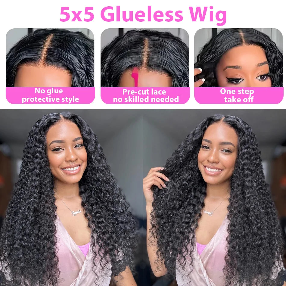 40 Inch Deep Wave 13x6 13x4 Lace Front Human Hair Wigs 250% Remy Curl 5x5 Glueless Ready To Wear Closure Burmese Remy