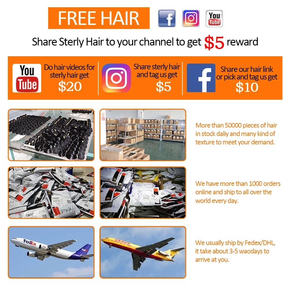 38 40 Inches Deep Wave Natural Color Bundles Brazilian Hair Extension Remy Hair Bundles One Weave Unprocessed 1/ 3/4 Pieces