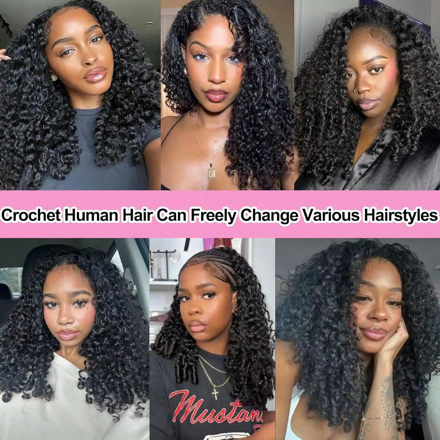 Natural Color Burmese Curly Crochet Human Hair Extensions Soft Silky Bouncy Texture Full Head Luxury Human Hair