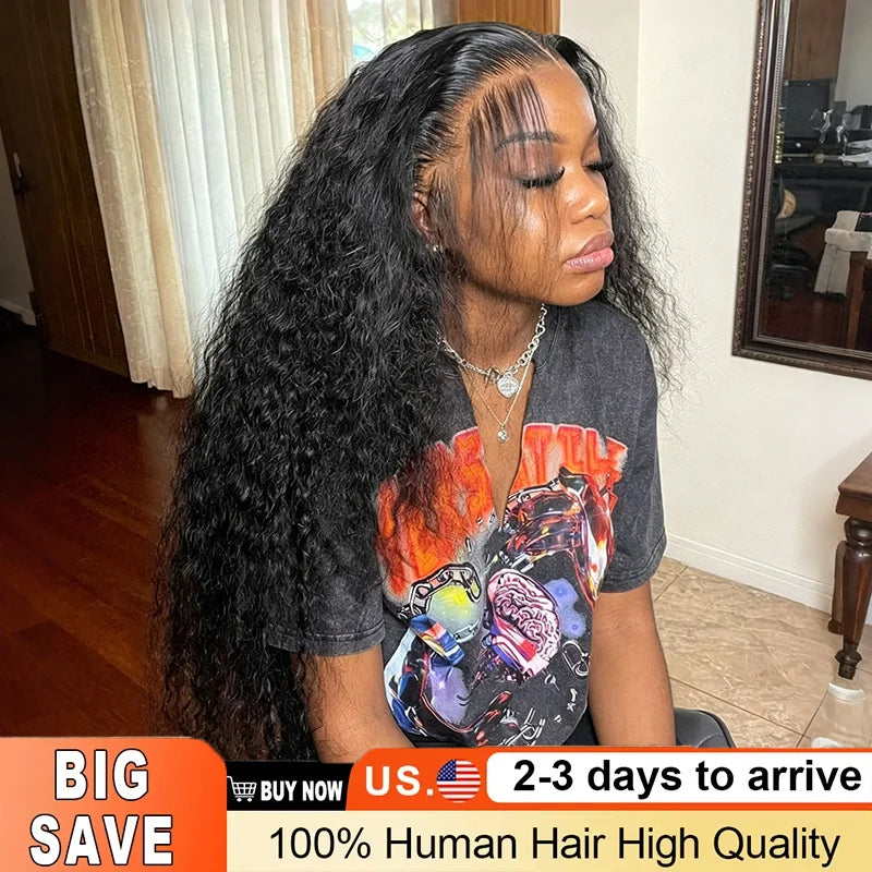 Deep Wave Frontal Wig 13x6 Hd Lace Loose Wave Wigs Brazilian Hair Natural Hairline Pre Plucked 40 Inch Lace Front Human Hair Wig