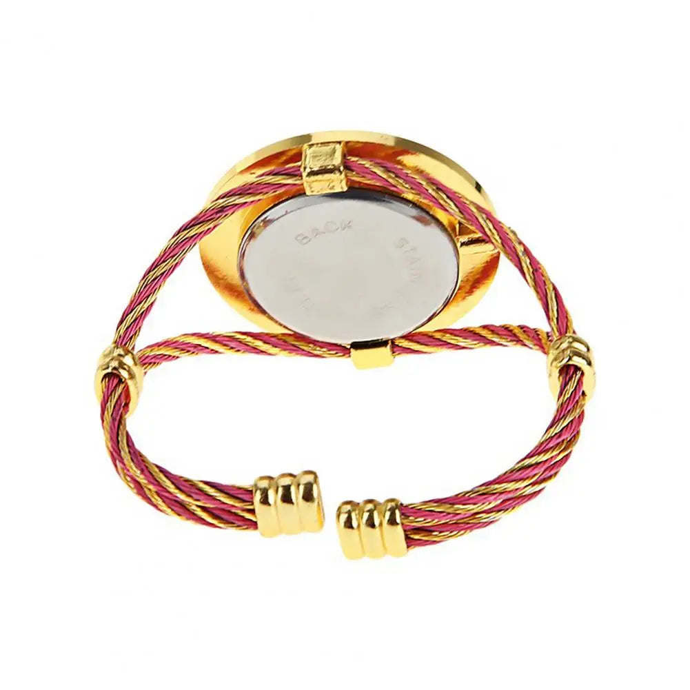 Quartz Wristwatch Women Spiral Waterproof Round Rhinestone Braid Bangle Watch Couple Gift Wrist watch