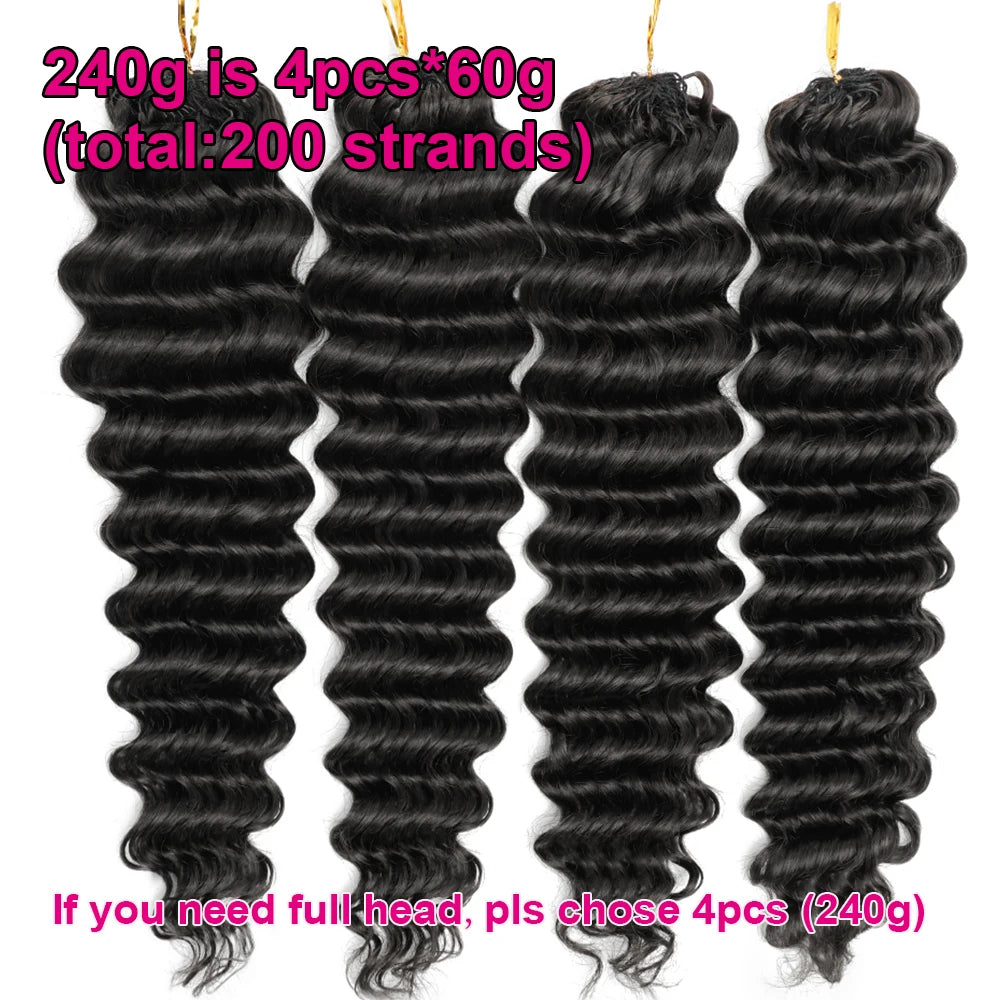Miracle Knots Crochet Human Hair Burmese Curly Crochet Hair Deep Wave Pre-Separated Feather Human Crochet Curly 100% Human Hair
