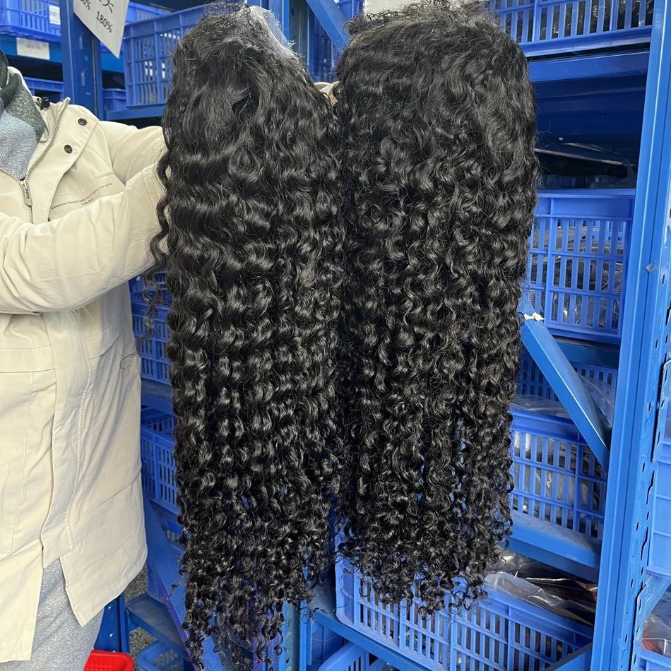 300 High Density HD 13x6 Deep Wave Lace Frontal Wigs 40 50 Inch Jerry Curly Human Hair Wigs Transparent Brazilian Real Virgin Hair 13x4 Water Wave Lace Front Human Hair Wigs For Women Preplucked With Baby Hair