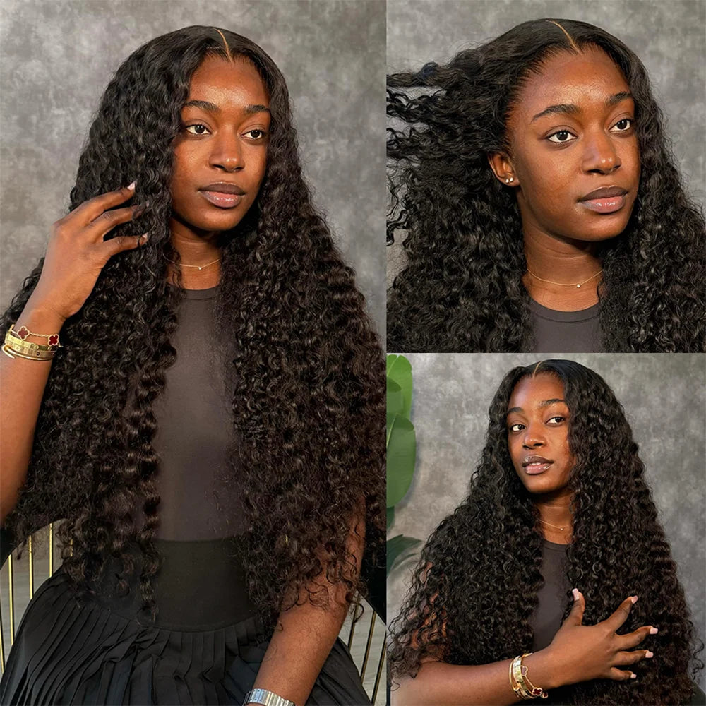 40inch 13x6 Deep Wave Lace Front Wigs 100%  Human Hair Wig 13x4 Pre Plucked Human Hair Wigs 250 Density  Wave Curly Wigs  5x5 Ready to Go HD Lace Glueless Wigs for Women Natural Black Brazilian