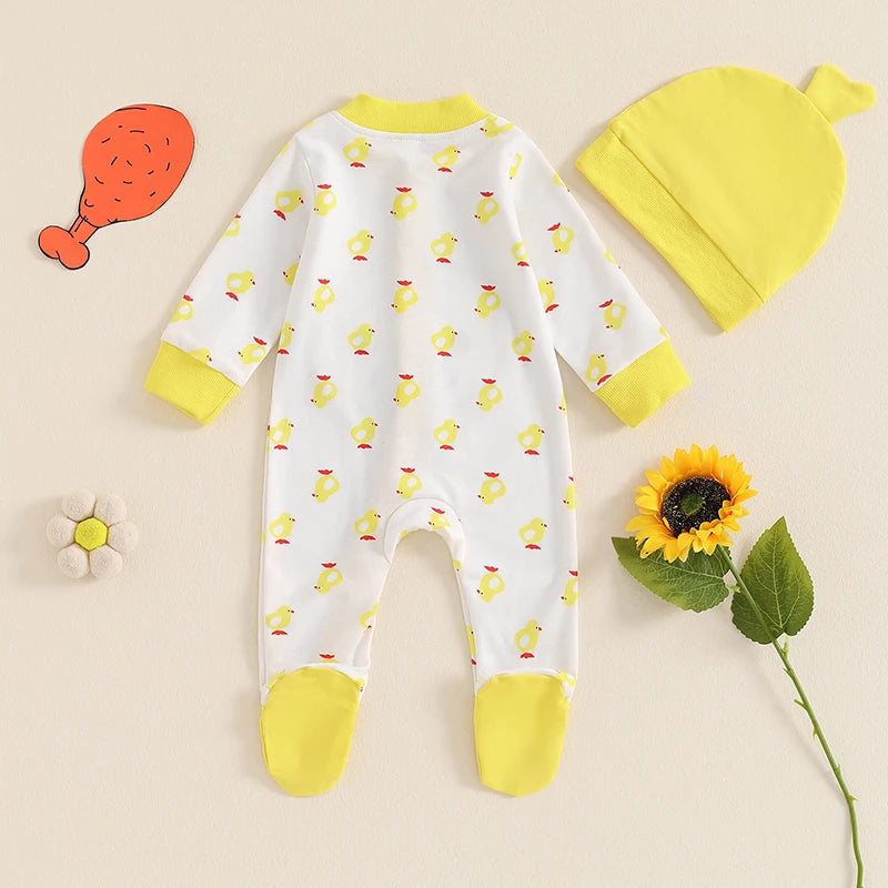 2024-06-03 Lioraitiin Newborn Boy Girl Duck Outfit, Long Sleeve Full Length Footed Jumpsuit Duck Hat 2 Piece Set for Fall