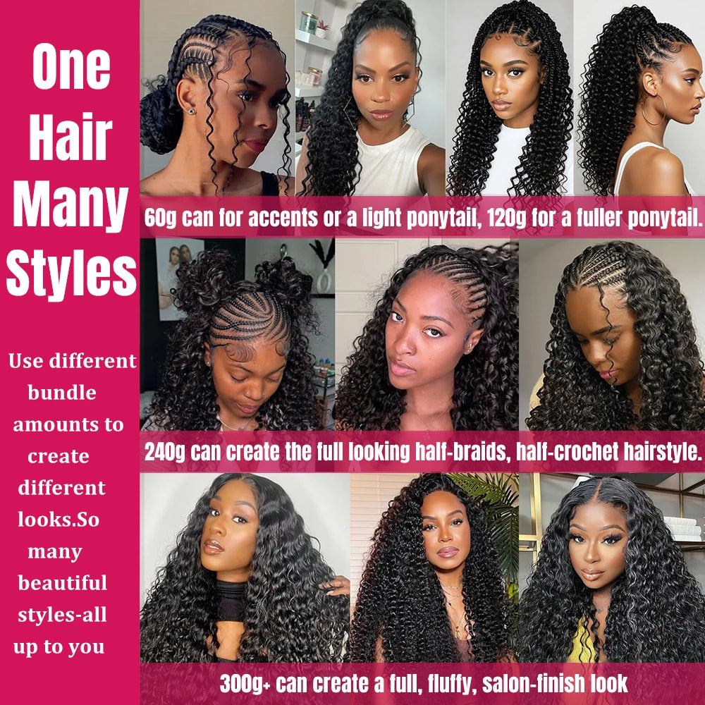 Miracle Knots Crochet Human Hair Burmese Curly Crochet Hair Deep Wave Pre-Separated Feather Human Crochet Curly 100% Human Hair