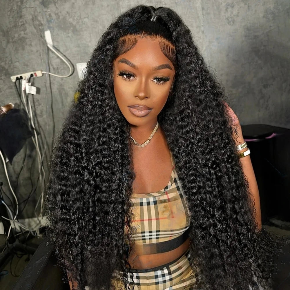 300 High Density HD 13x6 Deep Wave Lace Frontal Wigs 40 50 Inch Jerry Curly Human Hair Wigs Transparent Brazilian Real Virgin Hair 13x4 Water Wave Lace Front Human Hair Wigs For Women Preplucked With Baby Hair