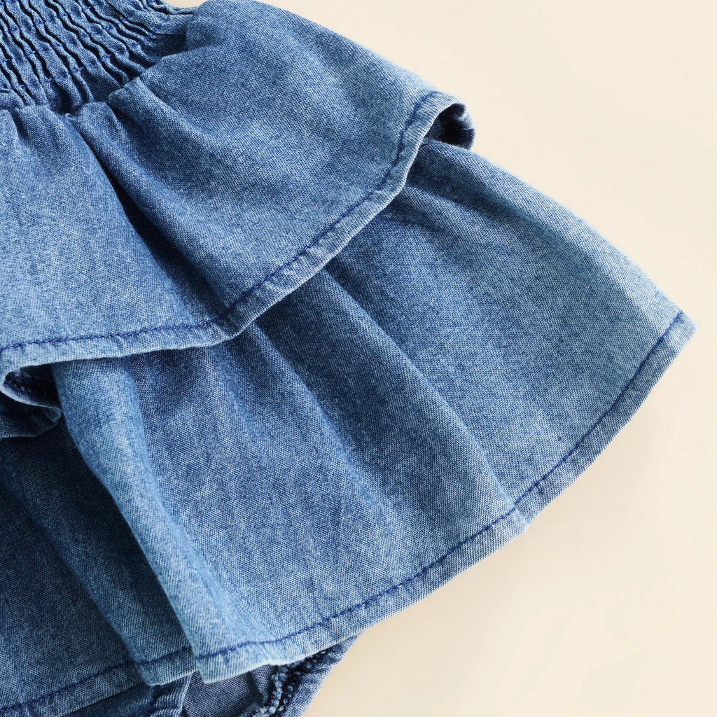 2022-04-01 Lioraitiin 0-18M Infant Baby Girl Bodysuit Sleeveless Suspender Pleated Design Ruffle Hem Bottom Snap Button Jumpsuit