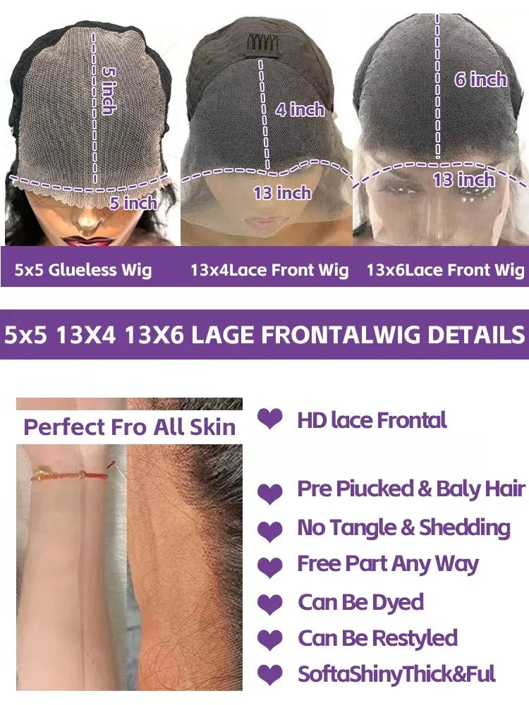40 42 Inch HD Loose Deep Wave 13x6 Lace Front Human Hair Wigs Brazilian Curly Water Wavy 13x4 Lace Frontal Wigs For Women 250%