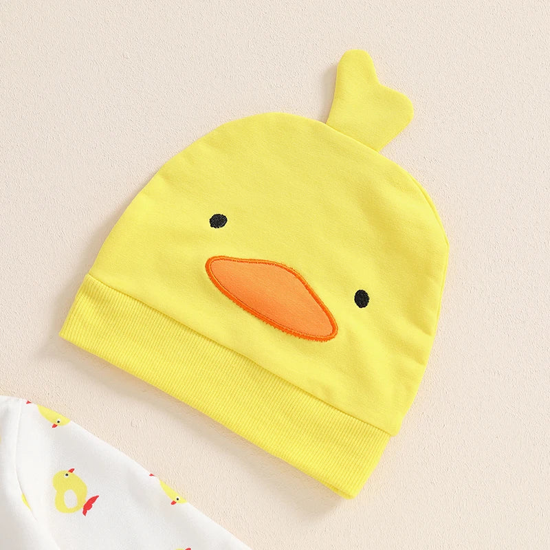 2024-06-03 Lioraitiin Newborn Boy Girl Duck Outfit, Long Sleeve Full Length Footed Jumpsuit Duck Hat 2 Piece Set for Fall