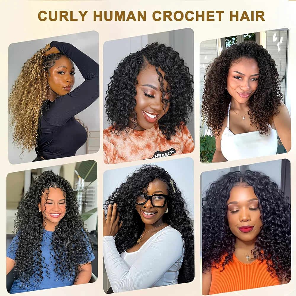 Human Crochet Hair Pre Looped Feather Human Crochet Hair Water Wave Boho Braids Crochet Human Miracle Knots Crochet Human Hair