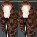 Chocolate Brown Body Wave 13x4 HD Lace Front Human Hair Wigs Pre Plucked Peruvian Glueless Lace Frontal Closure Wigs For Women