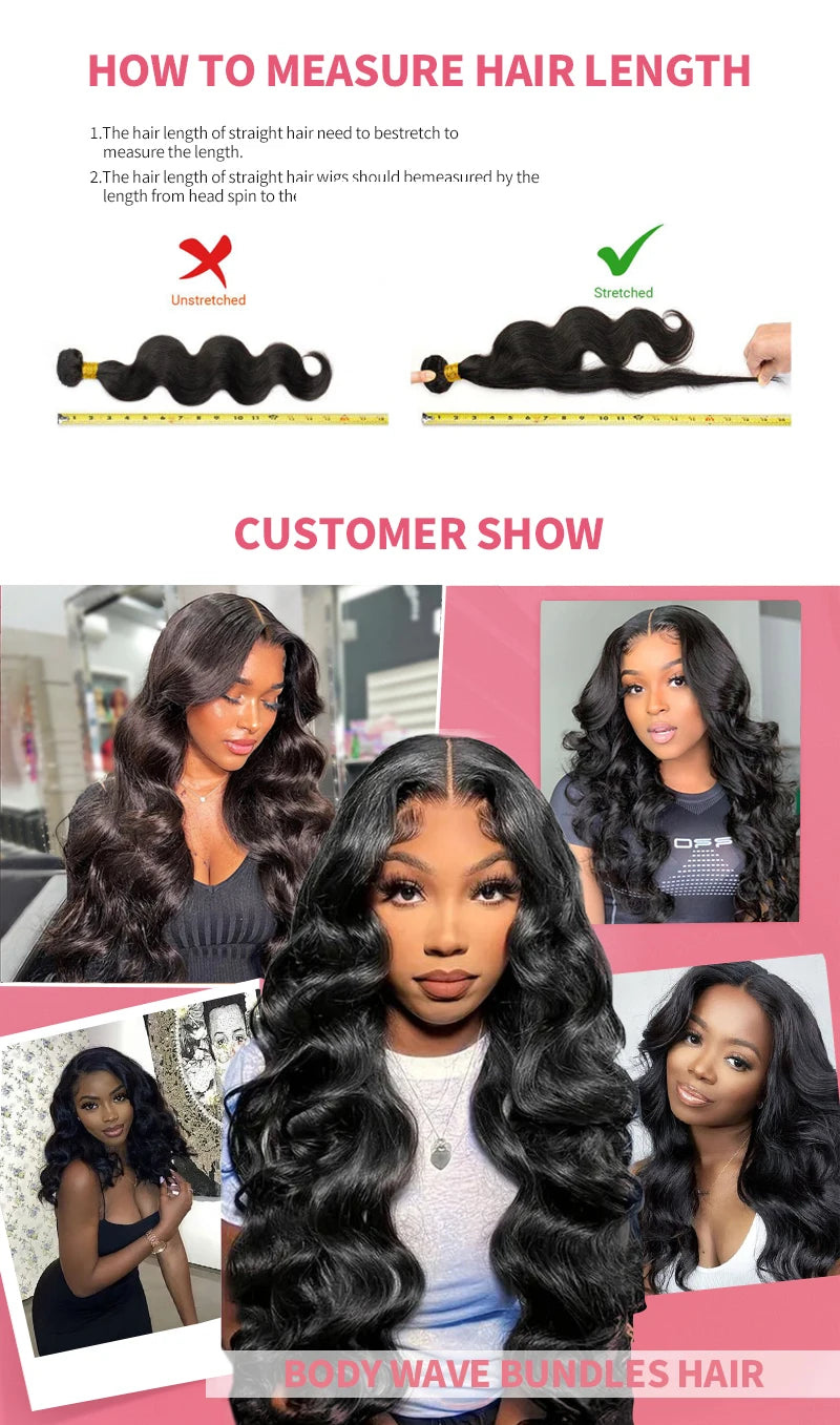 Body Wave Bundles Natural Black Human Hair Brazilian Hair Weave Bundles  Human Hair Extensions 1 3 4 PCS Bundles
