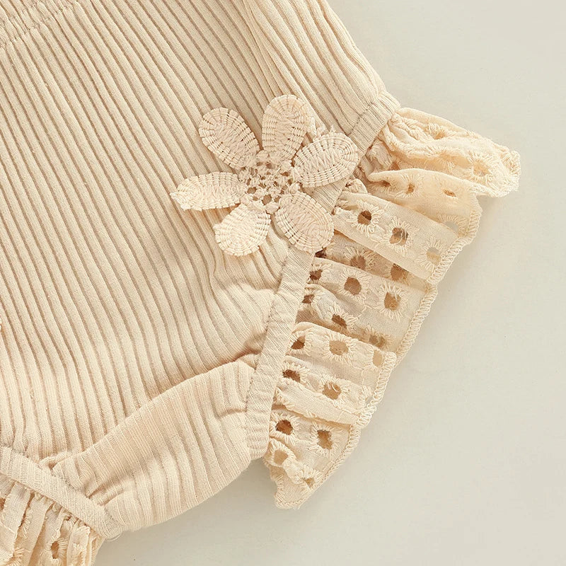2022-05-17 Lioraitiin 0-18M Toddler Baby Girls Summer Outfit Solid Cutout Pleated Tank Tops and Stretch Casual Ruffle Shorts