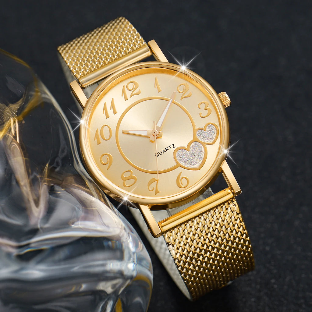 Fashion Heart Dial Women's Quartz Watch Casual Plastic Band Analog Watches Reloj Mujer Girls Clock Gift