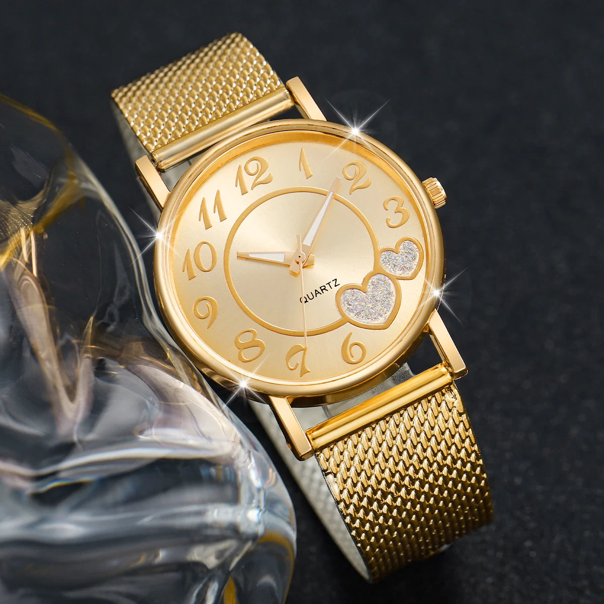 Fashion Heart Dial Women's Quartz Watch Casual Plastic Band Analog Watches Reloj Mujer Girls Clock Gift