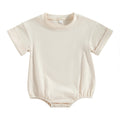 Citgeett Summer Infant Baby Boys Girls Bodysuit Short Sleeve Solid Color Jumpsuit Solid Casual Clothes