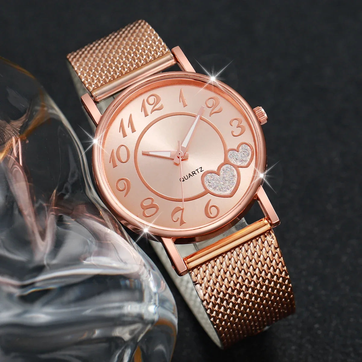 Fashion Heart Dial Women's Quartz Watch Casual Plastic Band Analog Watches Reloj Mujer Girls Clock Gift