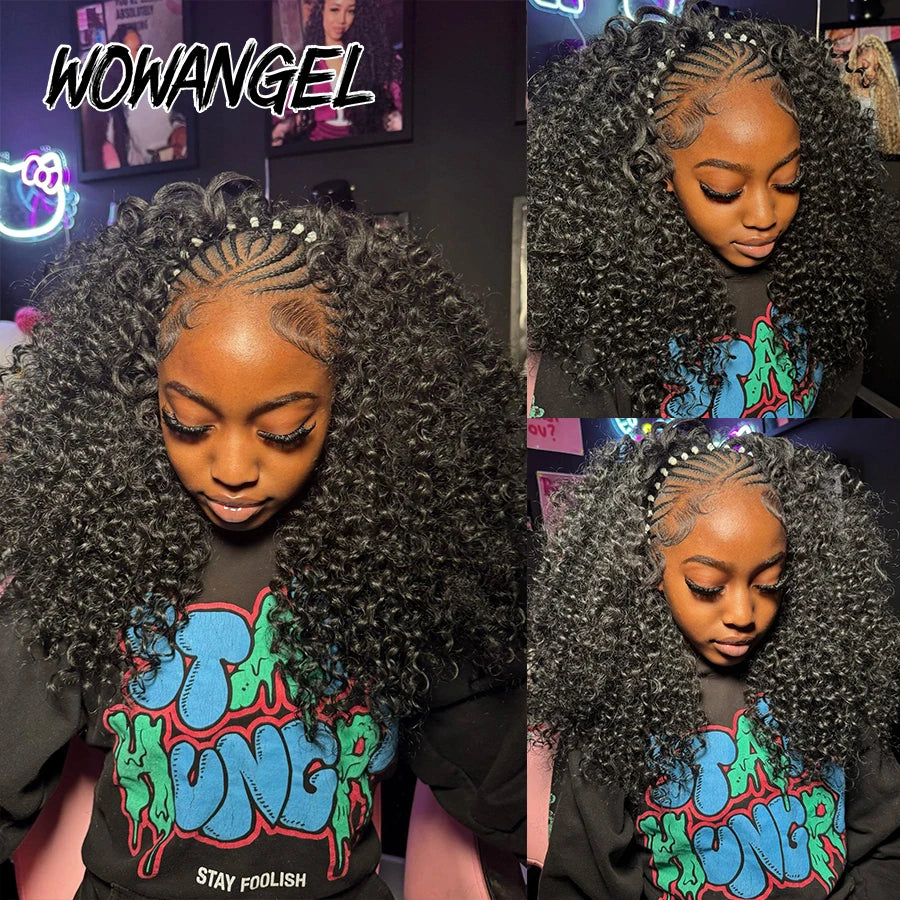 Deep Wave Crochet Human Hair For Braiding Curly Invisible Knot Pre Separated Knotless Crochet Human Hair Extensions With String