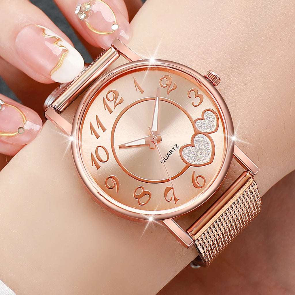 Fashion Heart Dial Women's Quartz Watch Casual Plastic Band Analog Watches Reloj Mujer Girls Clock Gift