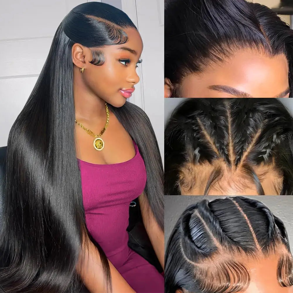 13x6 HD Lace Human Hair Wig Pre Plucked Bone Straight Lace Front Human Hair Wigs For Woman 200 Density 5x5 HD Lace Closure Wig 13x6 HD Lace Front Wigs Human Hair 200 Density Soft Silky Straight Human Hair Lace Frontal Wigs fo