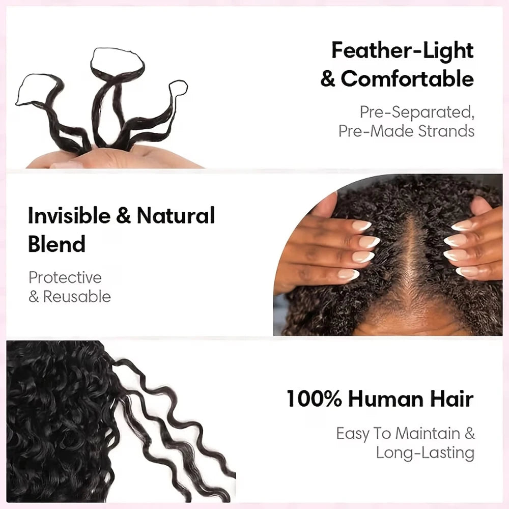 Human Crochet Hair Pre Looped Feather Human Crochet Hair Water Wave Boho Braids Crochet Human Miracle Knots Crochet Human Hair