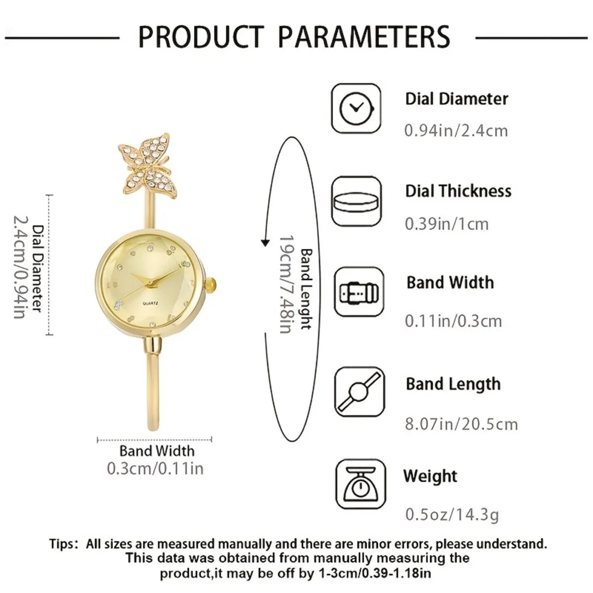 6pc Elegant Opening-cuff Bangle Women Watch Jewelry Set Fashion Rhinestone Ladies Quartz Wristwatch Relogio Feminino（Without Box