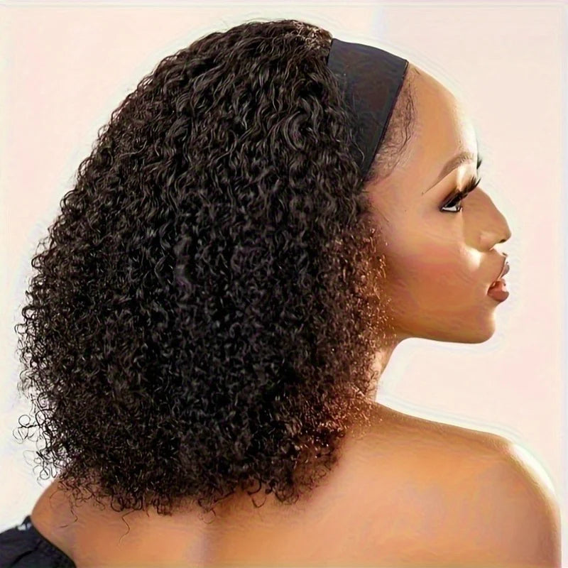 200% Density Headband Wigs Human Hair Wigs Natural Black Deep Curly Reday To Wear Kinky Curly Headband Wig Body Wave Human Hair
