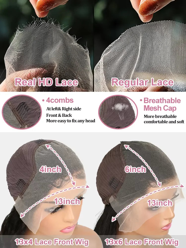 Brazilian 250% Density 30 32 inch 13x6 HD Lace Front Human Hair Wigs Body Wave Raw 13x4 Frontal Wigs Women Glueless Closure Wigs