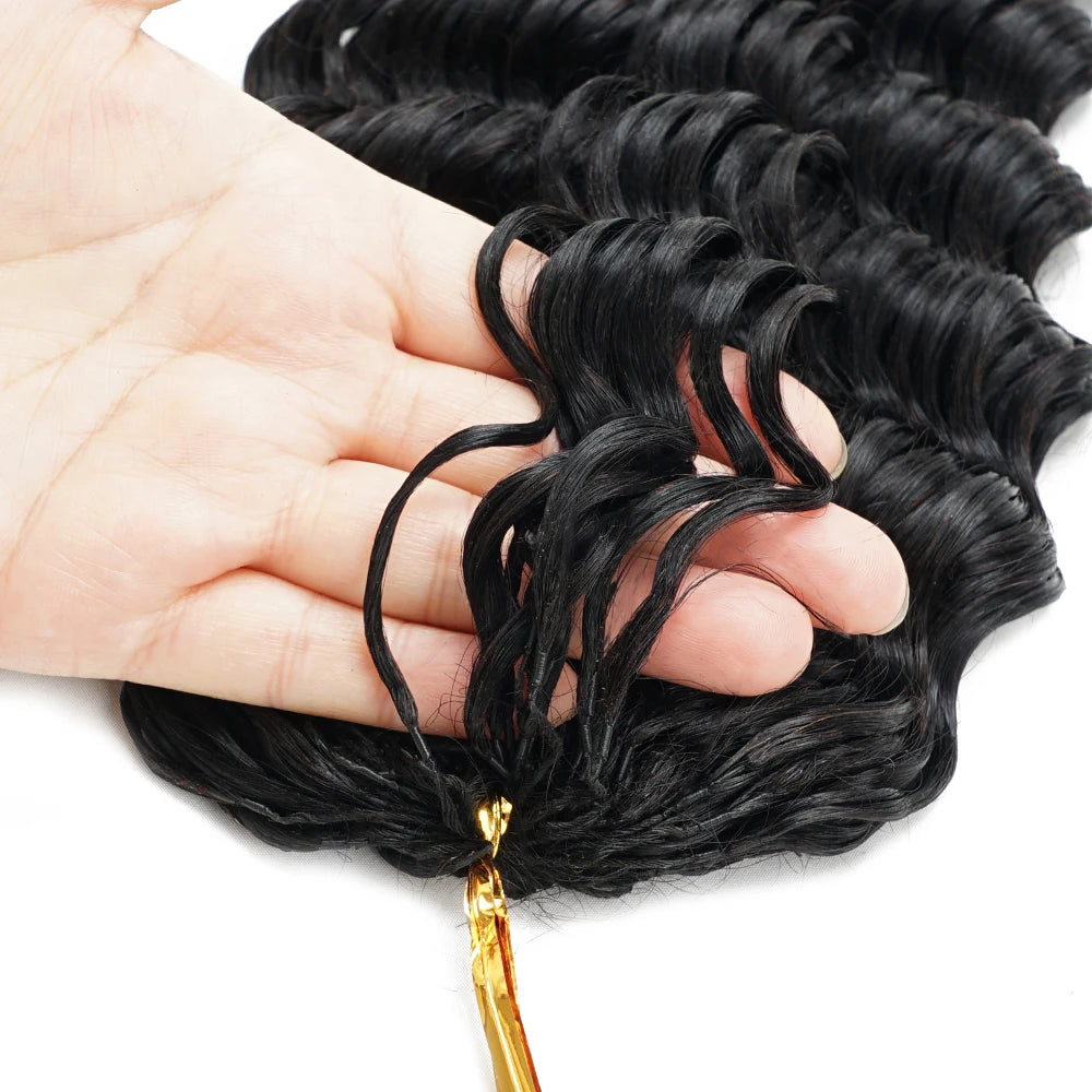 Miracle Knots Crochet Human Hair Burmese Curly Crochet Hair Deep Wave Pre-Separated Feather Human Crochet Curly 100% Human Hair